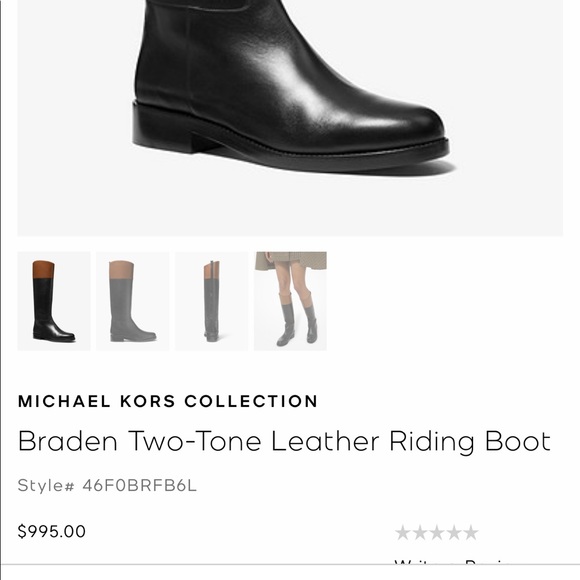 Michael Kors Two Tone Riding Boot- Black/Brown- Size 8 - Picture 1 of 6
